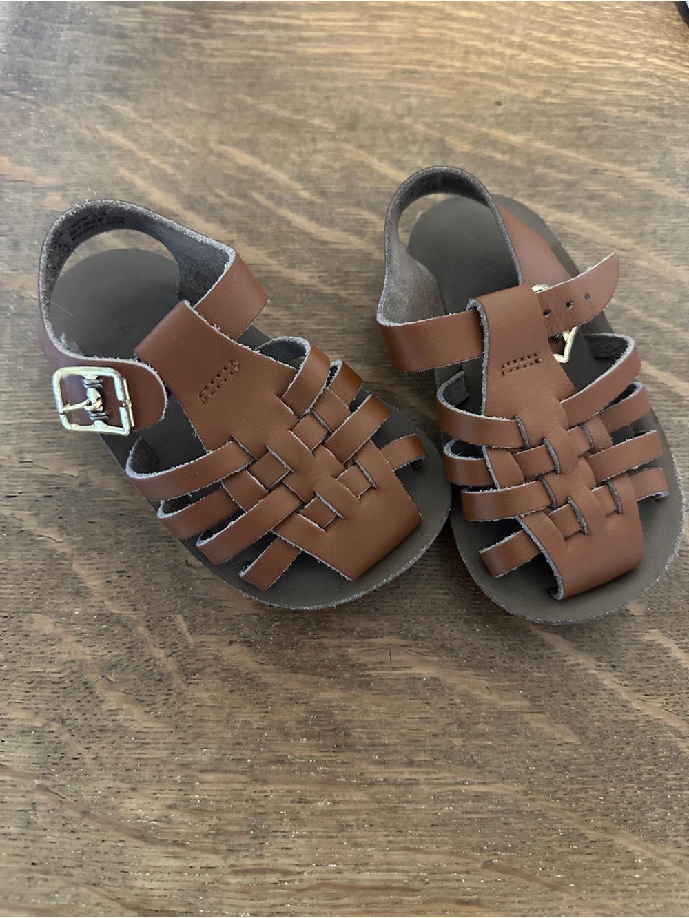 Toddler Brown Woven Fisherman Sandals with Buckle